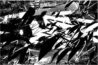 Siyah beyaz desenli, noktalı, lekeli, çizik ve çizikli sıkıntılı bir arkaplan. Soyut vektör illüstrasyonu.