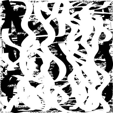 Siyah beyaz desenli, noktalı, lekeli, çizik ve çizikli sıkıntılı bir arkaplan. Soyut vektör illüstrasyonu.