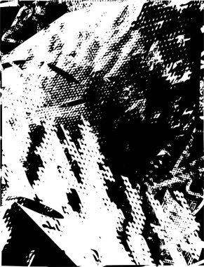 Siyah beyaz desenli, noktalı, lekeli, çizik ve çizikli sıkıntılı bir arkaplan. Soyut vektör illüstrasyonu.