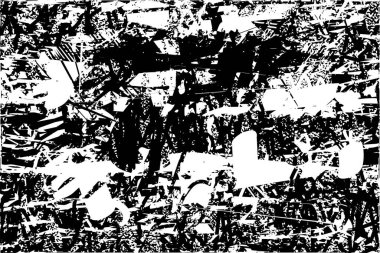 Siyah beyaz desenli, noktalı, lekeli, çizik ve çizikli sıkıntılı bir arkaplan. Soyut vektör illüstrasyonu.