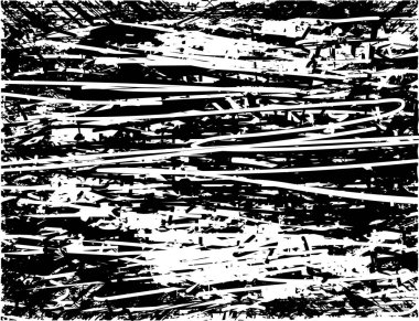 Siyah beyaz desenli, noktalı, lekeli, çizik ve çizikli sıkıntılı bir arkaplan. Soyut vektör illüstrasyonu.