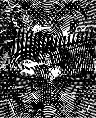 Siyah beyaz desenli, noktalı, lekeli, çizik ve çizikli sıkıntılı bir arkaplan. Soyut vektör illüstrasyonu.