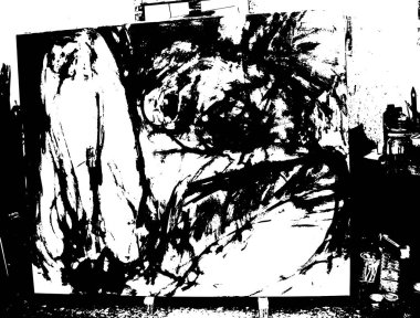 Siyah beyaz desenli, noktalı, lekeli, çizik ve çizikli sıkıntılı bir arkaplan. Soyut vektör illüstrasyonu.