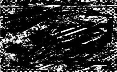 Siyah beyaz desenli, noktalı, lekeli, çizik ve çizikli sıkıntılı bir arkaplan. Soyut vektör illüstrasyonu.