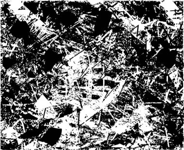 Siyah beyaz desenli, noktalı, lekeli, çizik ve çizikli sıkıntılı bir arkaplan. Soyut vektör illüstrasyonu.