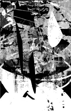 Siyah beyaz desenli, noktalı, lekeli, çizik ve çizikli sıkıntılı bir arkaplan. Soyut vektör illüstrasyonu.