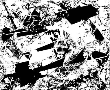 Siyah beyaz desenli, noktalı, lekeli, çizik ve çizikli sıkıntılı bir arkaplan. Soyut vektör illüstrasyonu.