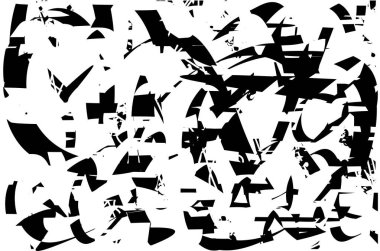 Siyah beyaz desenli, noktalı, lekeli, çizik ve çizikli sıkıntılı bir arkaplan. Soyut vektör illüstrasyonu.