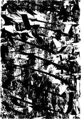 Siyah beyaz desenli, noktalı, lekeli, çizik ve çizikli sıkıntılı bir arkaplan. Soyut vektör illüstrasyonu.