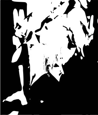 Siyah beyaz desenli, noktalı, lekeli, çizik ve çizikli sıkıntılı bir arkaplan. Soyut vektör illüstrasyonu.