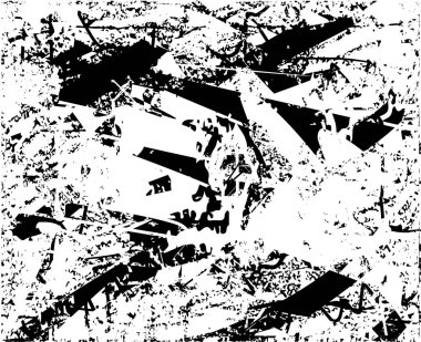 Siyah beyaz desenli, noktalı, lekeli, çizik ve çizikli sıkıntılı bir arkaplan. Soyut vektör illüstrasyonu.