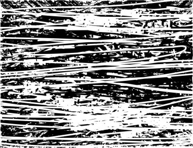 Siyah beyaz desenli, noktalı, lekeli, çizik ve çizikli sıkıntılı bir arkaplan. Soyut vektör illüstrasyonu.