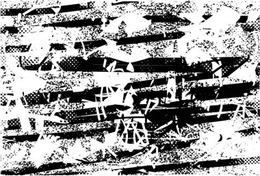 Siyah beyaz desenli, noktalı, lekeli, çizik ve çizikli sıkıntılı bir arkaplan. Soyut vektör illüstrasyonu.