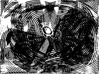 Siyah beyaz desenli, noktalı, lekeli, çizik ve çizikli sıkıntılı bir arkaplan. Soyut vektör illüstrasyonu.