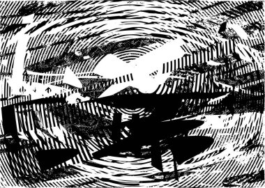 Siyah beyaz desenli, noktalı, lekeli, çizik ve çizikli sıkıntılı bir arkaplan. Soyut vektör illüstrasyonu.