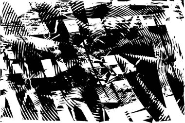 Siyah beyaz desenli, noktalı, lekeli, çizik ve çizikli sıkıntılı bir arkaplan. Soyut vektör illüstrasyonu.