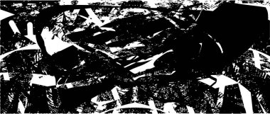 Siyah beyaz desenli, noktalı, lekeli, çizik ve çizikli sıkıntılı bir arkaplan. Soyut vektör illüstrasyonu.