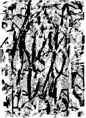 Siyah beyaz desenli, noktalı, lekeli, çizik ve çizikli sıkıntılı bir arkaplan. Soyut vektör illüstrasyonu.