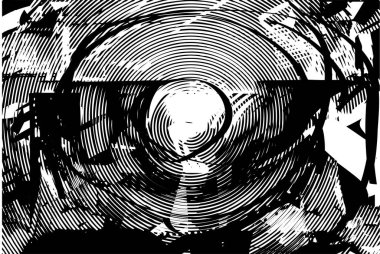 Siyah beyaz desenli, noktalı, lekeli, çizik ve çizikli sıkıntılı bir arkaplan. Soyut vektör illüstrasyonu.