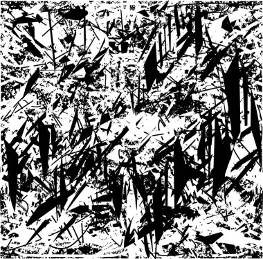 Siyah beyaz desenli, noktalı, lekeli, çizik ve çizikli sıkıntılı bir arkaplan. Soyut vektör illüstrasyonu.