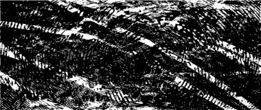 Siyah beyaz desenli, noktalı, lekeli, çizik ve çizikli sıkıntılı bir arkaplan. Soyut vektör illüstrasyonu.