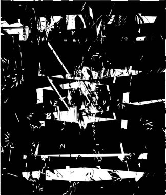 Siyah beyaz desenli, noktalı, lekeli, çizik ve çizikli sıkıntılı bir arkaplan. Soyut vektör illüstrasyonu.