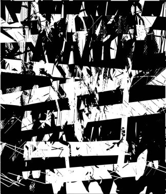 Siyah beyaz desenli, noktalı, lekeli, çizik ve çizikli sıkıntılı bir arkaplan. Soyut vektör illüstrasyonu.