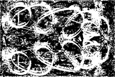 Siyah beyaz desenli, noktalı, lekeli, çizik ve çizikli sıkıntılı bir arkaplan. Soyut vektör illüstrasyonu.