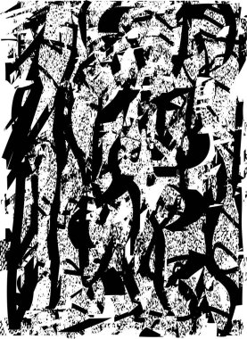 Siyah beyaz desenli, noktalı, lekeli, çizik ve çizikli sıkıntılı bir arkaplan. Soyut vektör illüstrasyonu.