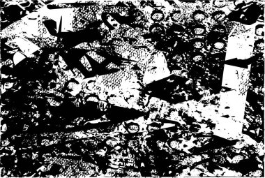 Siyah beyaz desenli, noktalı, lekeli, çizik ve çizikli sıkıntılı bir arkaplan. Soyut vektör illüstrasyonu.