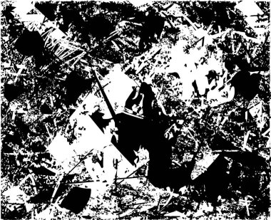 Siyah beyaz desenli, noktalı, lekeli, çizik ve çizikli sıkıntılı bir arkaplan. Soyut vektör illüstrasyonu.