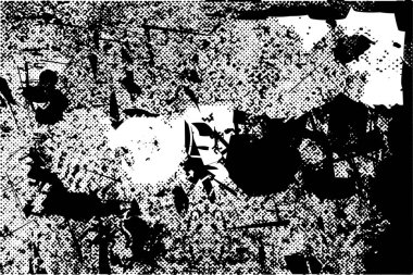 Siyah beyaz desenli, noktalı, lekeli, çizik ve çizikli sıkıntılı bir arkaplan. Soyut vektör illüstrasyonu.