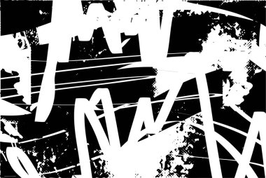 Siyah beyaz desenli, noktalı, lekeli, çizik ve çizikli sıkıntılı bir arkaplan. Soyut vektör illüstrasyonu.