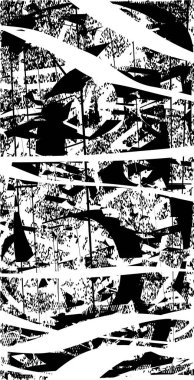 Siyah beyaz desenli, noktalı, lekeli, çizik ve çizikli sıkıntılı bir arkaplan. Soyut vektör illüstrasyonu.