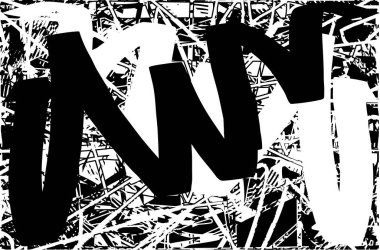 Siyah beyaz desenli, noktalı, lekeli, çizik ve çizikli sıkıntılı bir arkaplan. Soyut vektör illüstrasyonu.