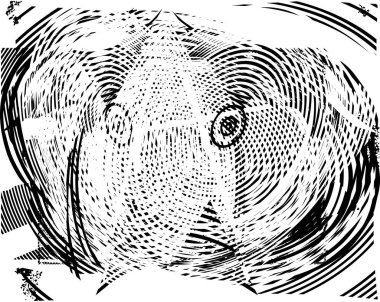 Siyah beyaz desenli, noktalı, lekeli, çizik ve çizikli sıkıntılı bir arkaplan. Soyut vektör illüstrasyonu.