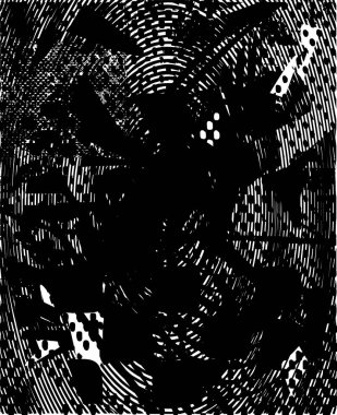 Siyah beyaz desenli, noktalı, lekeli, çizik ve çizikli sıkıntılı bir arkaplan. Soyut vektör illüstrasyonu.