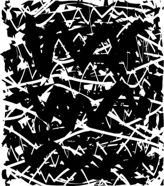 Siyah beyaz desenli, noktalı, lekeli, çizik ve çizikli sıkıntılı bir arkaplan. Soyut vektör illüstrasyonu.