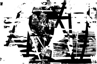 Siyah beyaz desenli, noktalı, lekeli, çizik ve çizikli sıkıntılı bir arkaplan. Soyut vektör illüstrasyonu.