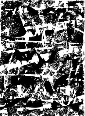 Siyah beyaz desenli, noktalı, lekeli, çizik ve çizikli sıkıntılı bir arkaplan. Soyut vektör illüstrasyonu.