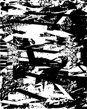 Siyah beyaz desenli, noktalı, lekeli, çizik ve çizikli sıkıntılı bir arkaplan. Soyut vektör illüstrasyonu.