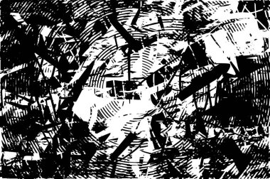 Siyah beyaz desenli, noktalı, lekeli, çizik ve çizikli sıkıntılı bir arkaplan. Soyut vektör illüstrasyonu.