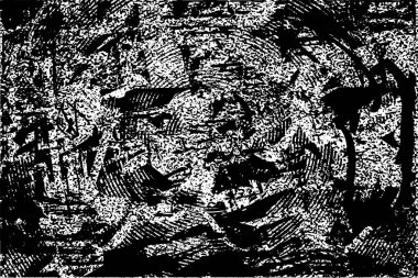 Siyah beyaz desenli, noktalı, lekeli, çizik ve çizikli sıkıntılı bir arkaplan. Soyut vektör illüstrasyonu.