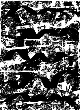 Siyah beyaz desenli, noktalı, lekeli, çizik ve çizikli sıkıntılı bir arkaplan. Soyut vektör illüstrasyonu.