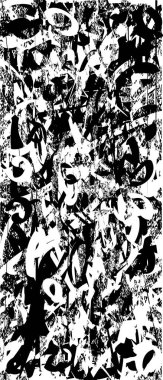 Siyah beyaz desenli, noktalı, lekeli, çizik ve çizikli sıkıntılı bir arkaplan. Soyut vektör illüstrasyonu.