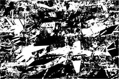 Siyah beyaz desenli, noktalı, lekeli, çizik ve çizikli sıkıntılı bir arkaplan. Soyut vektör illüstrasyonu.