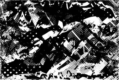 Siyah beyaz desenli, noktalı, lekeli, çizik ve çizikli sıkıntılı bir arkaplan. Soyut vektör illüstrasyonu.