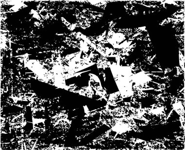 Siyah beyaz desenli, noktalı, lekeli, çizik ve çizikli sıkıntılı bir arkaplan. Soyut vektör illüstrasyonu.