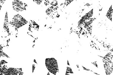 Siyah beyaz desenli, noktalı, lekeli, çizik ve çizikli sıkıntılı bir arkaplan. Soyut vektör illüstrasyonu.