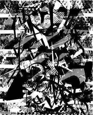 Siyah beyaz desenli, noktalı, lekeli, çizik ve çizikli sıkıntılı bir arkaplan. Soyut vektör illüstrasyonu.